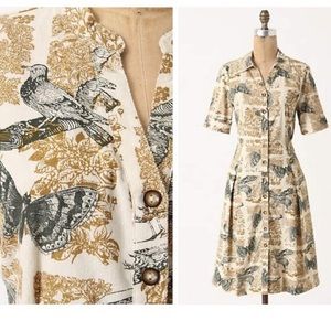 Anthropologie Corduroy Dress with Birds Print